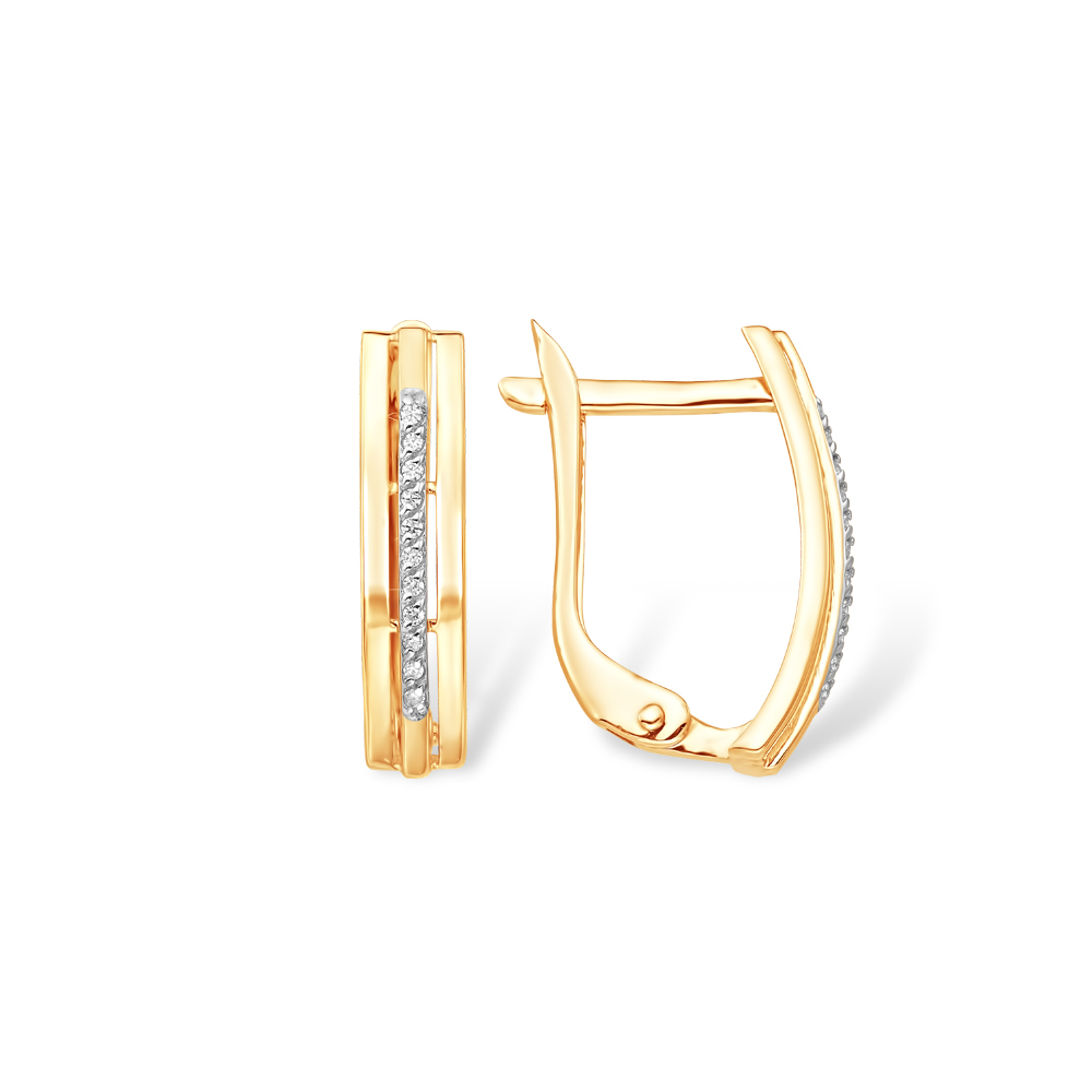 Серьги из золота с камнем Фианит фото, цены