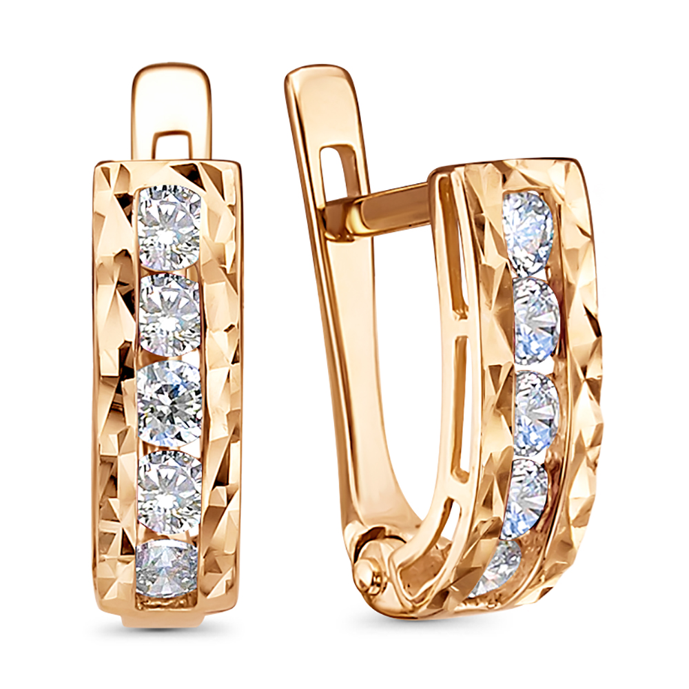 Серьги из золота с камнем Фианит фото, цены