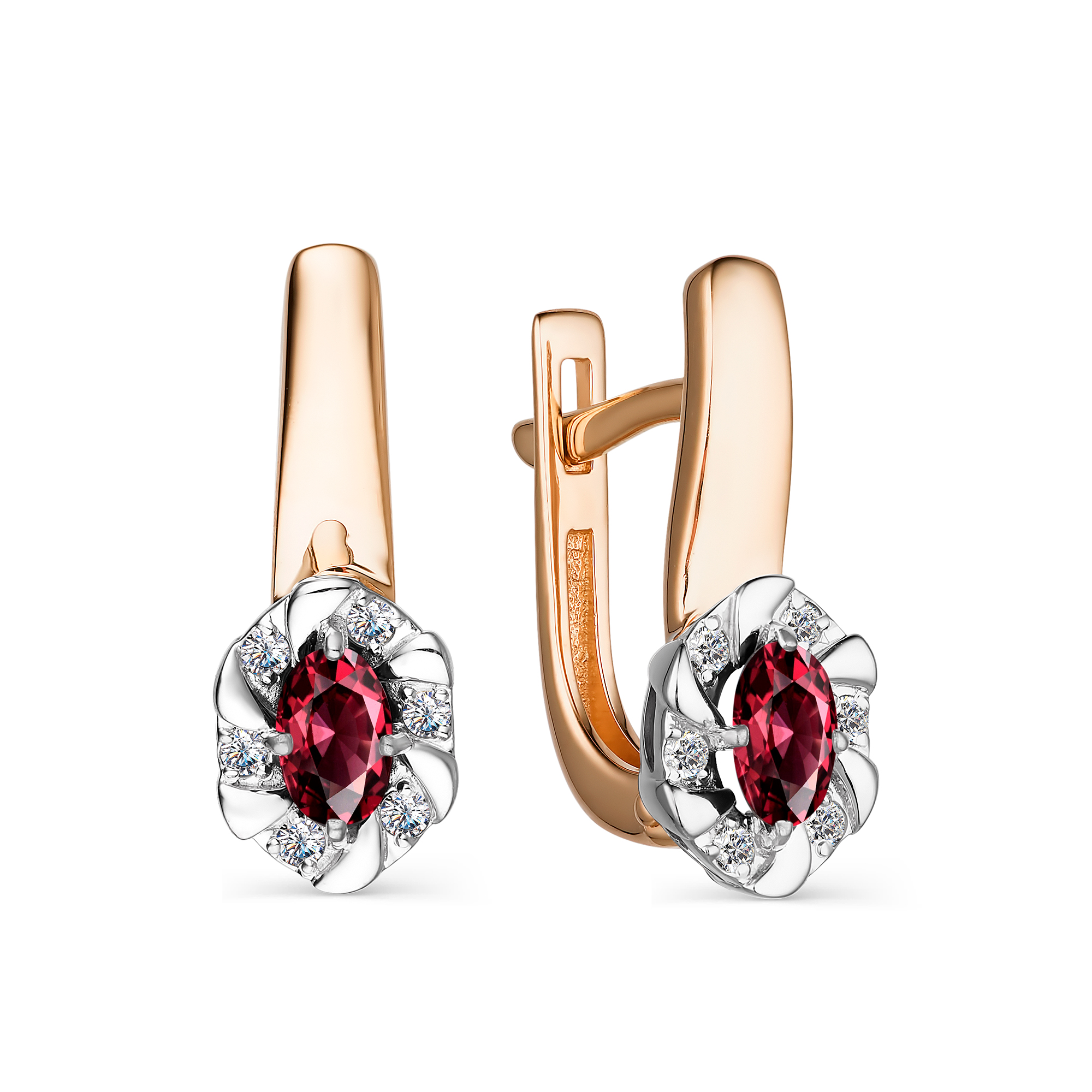 Серьги из золота с камнем Бриллиант, Рубин фото, цены