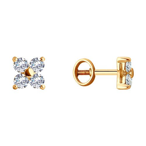 Пуссеты из золота с камнем Фианит фото, цены