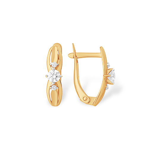 Серьги из золота с камнем Фианит фото, цены