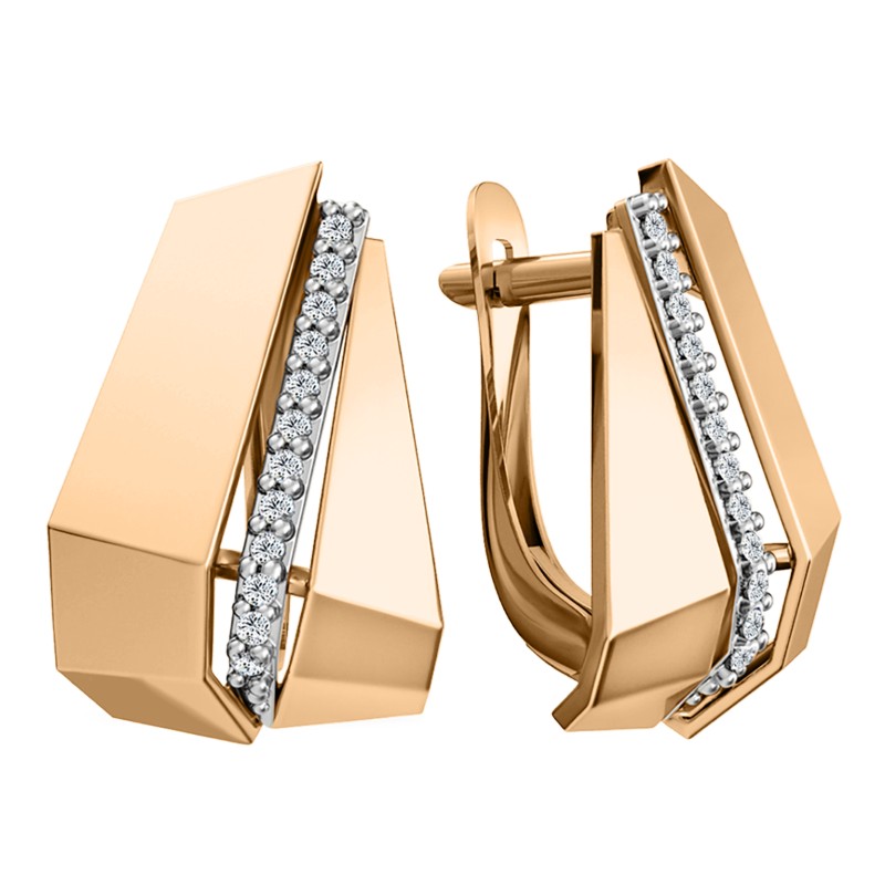 Серьги из золота с камнем Фианит фото, цены