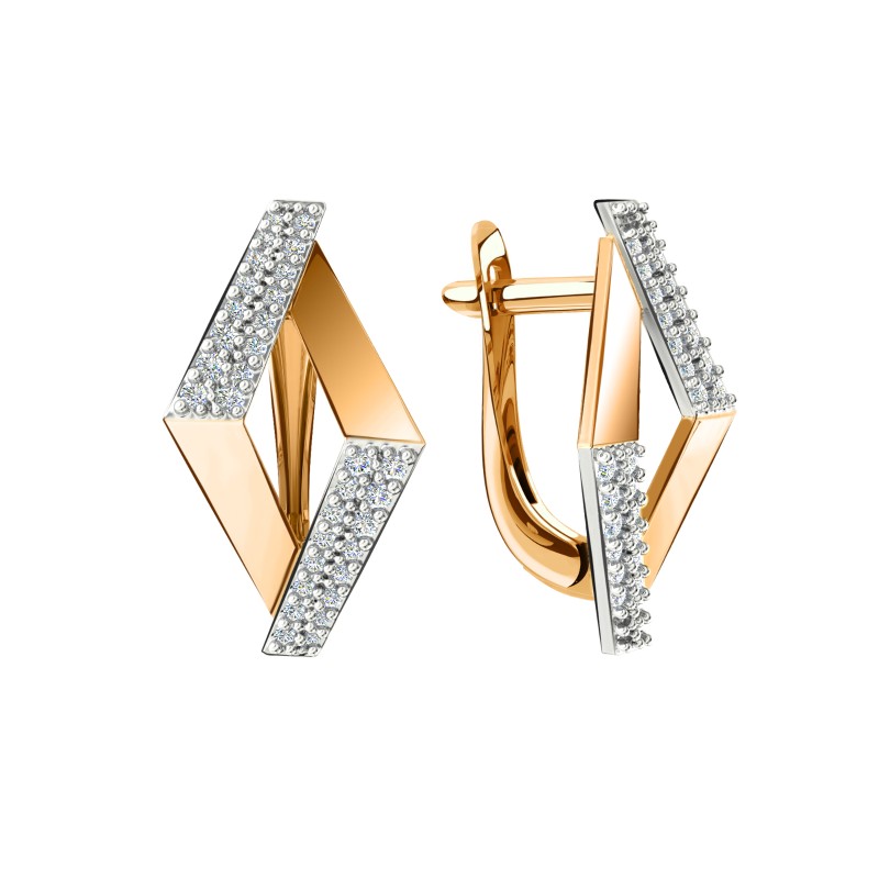 Серьги из золота с камнем Фианит фото, цены