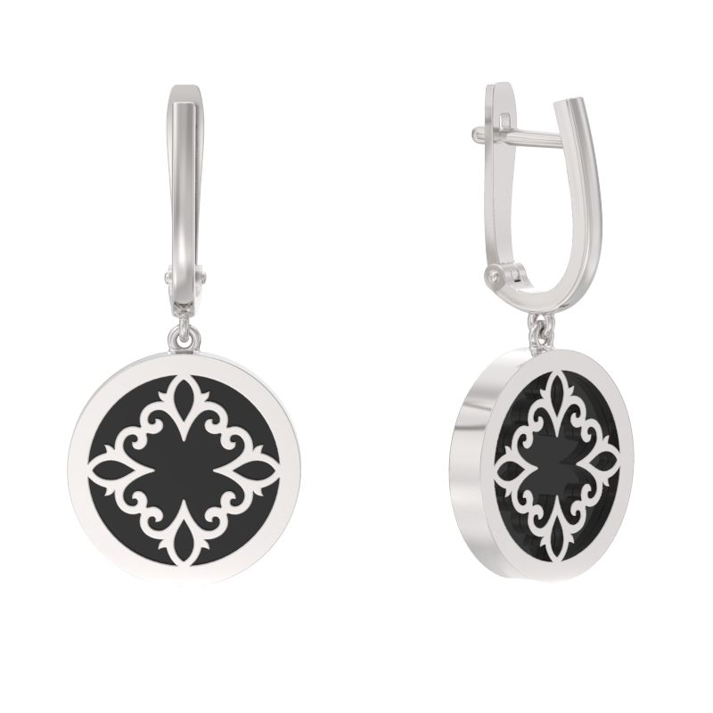 Серьги из серебра с камнем Агат фото, цены