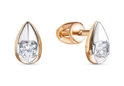 Серьги из золота с камнем Фианит фото, цены