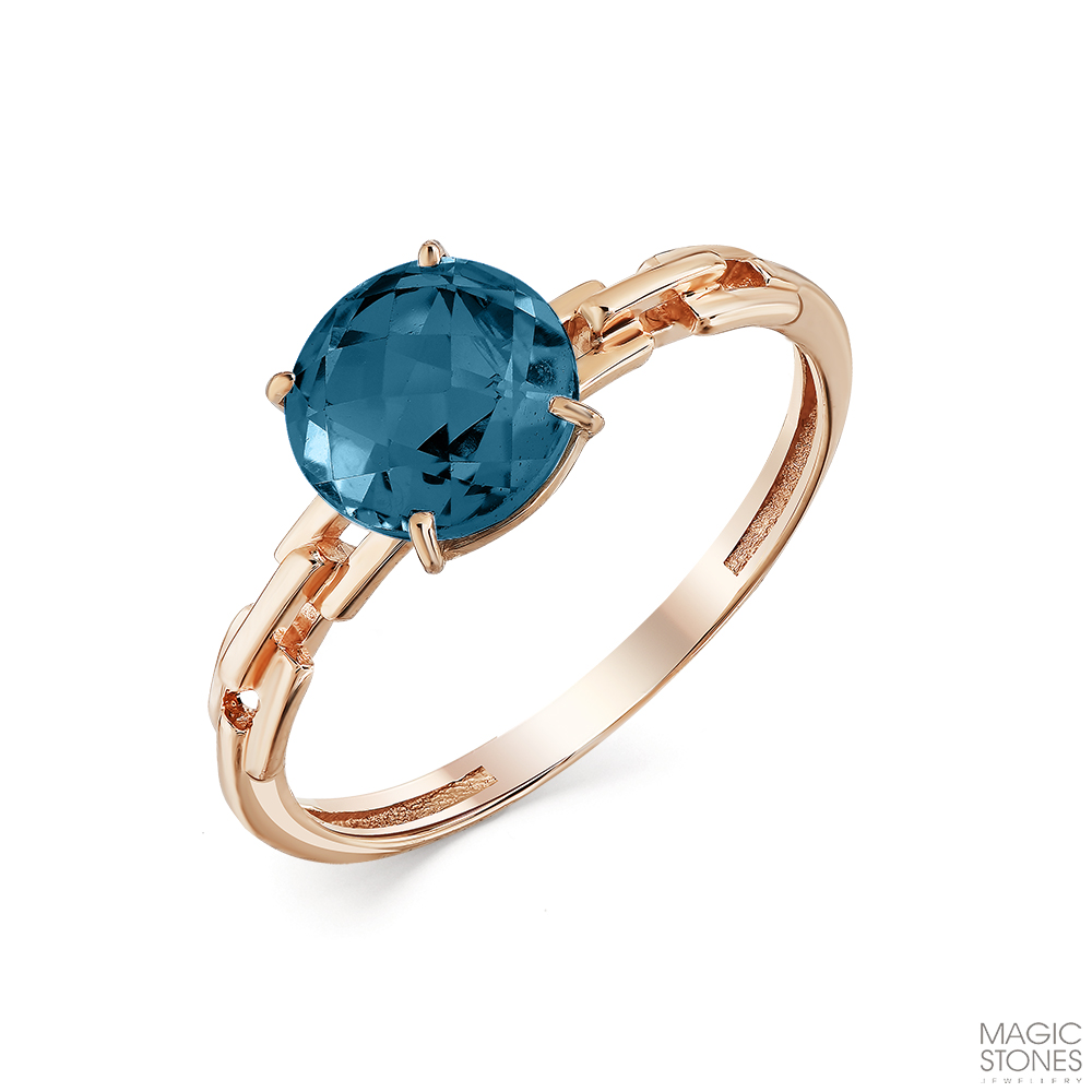 Кольцо из золота с камнем Лондон топаз фото, цены