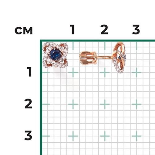 Пуссеты из золота с камнем Бриллиант, Сапфир фото, цены