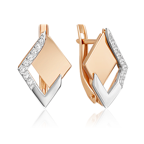 Серьги из золота с камнем Фианит фото, цены