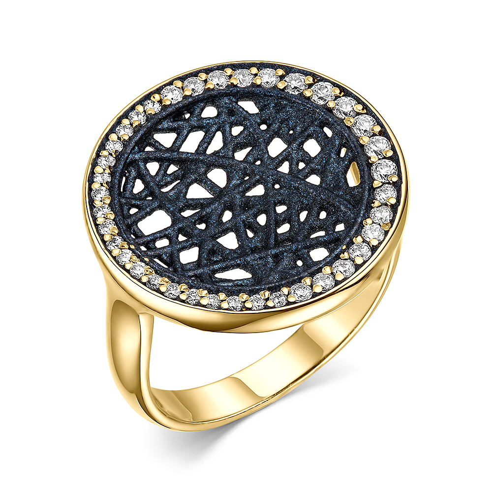 Кольцо из серебра с камнем Фианит, вставками эмали фото, цены