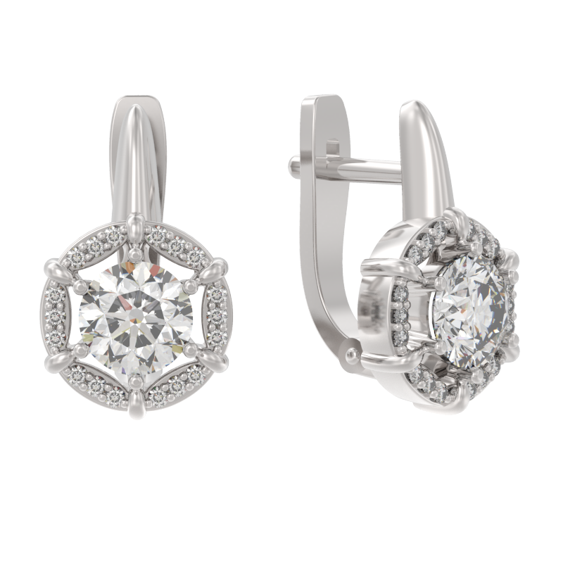 Серьги из серебра с камнем Фианит фото, цены