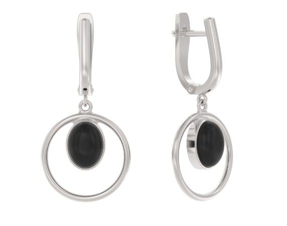 Серьги из серебра с камнем Кварц син. фото, цены