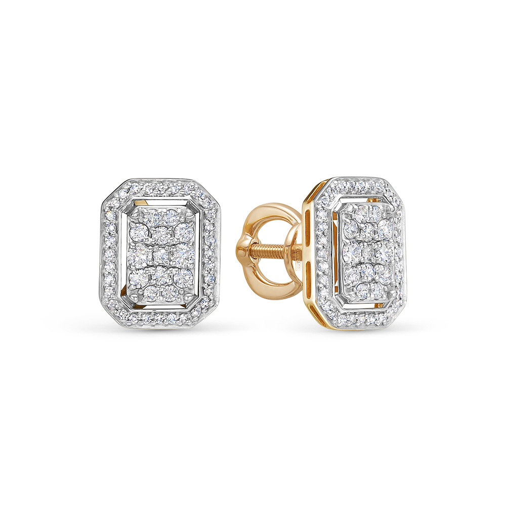 Пуссеты из золота с камнем Бриллиант фото, цены