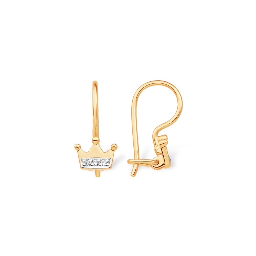 Серьги из золота с камнем Фианит фото, цены