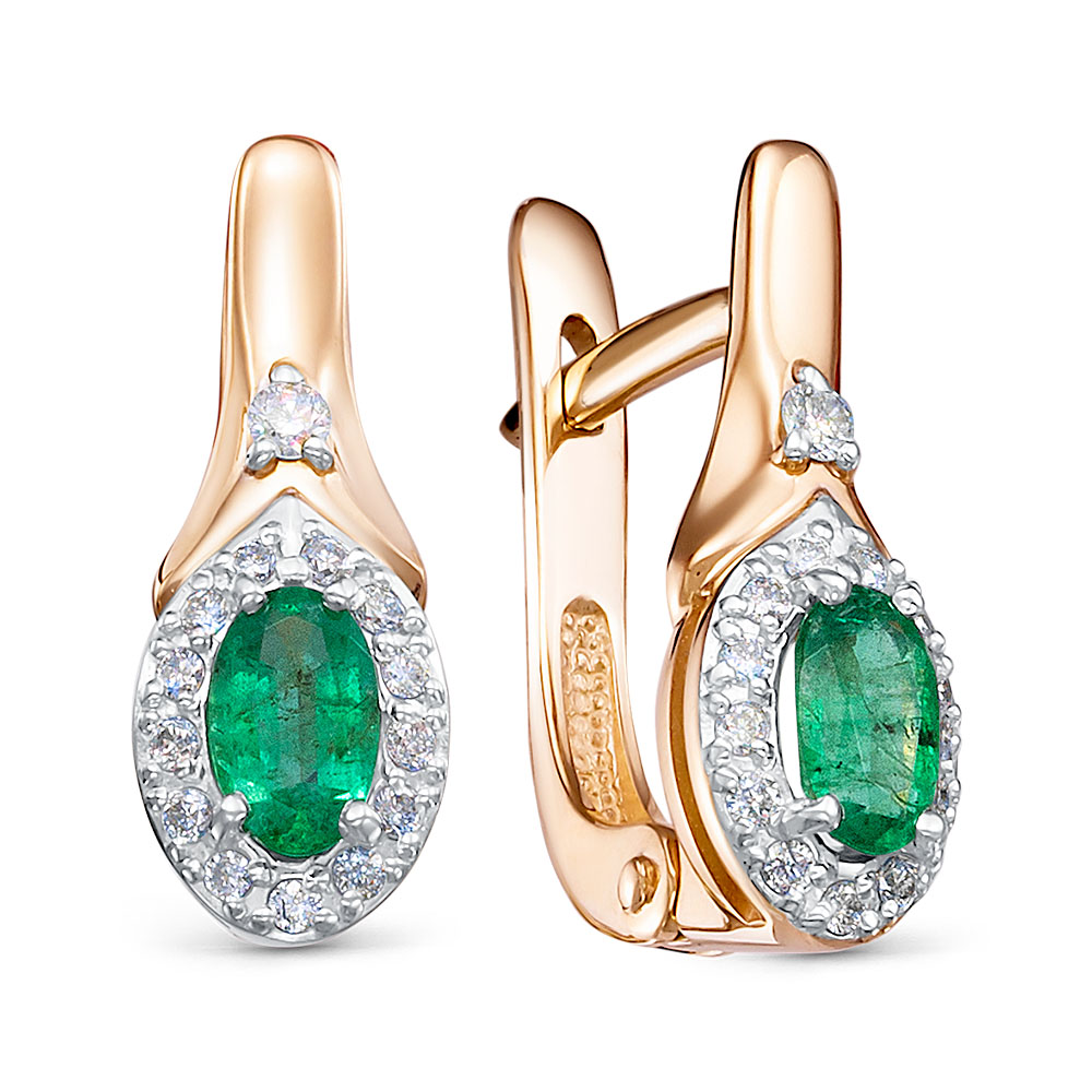 Серьги из золота с камнем Бриллиант, Изумруд фото, цены