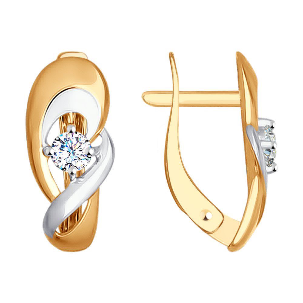 Серьги из золота с камнем Фианит фото, цены