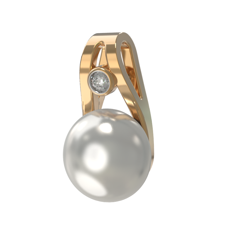 Подвеска из золота с камнем Жемчуг, Фианит фото, цены