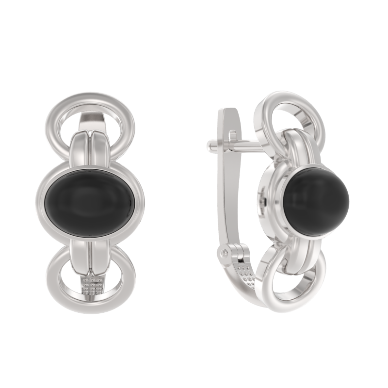 Серьги из серебра с камнем Агат фото, цены