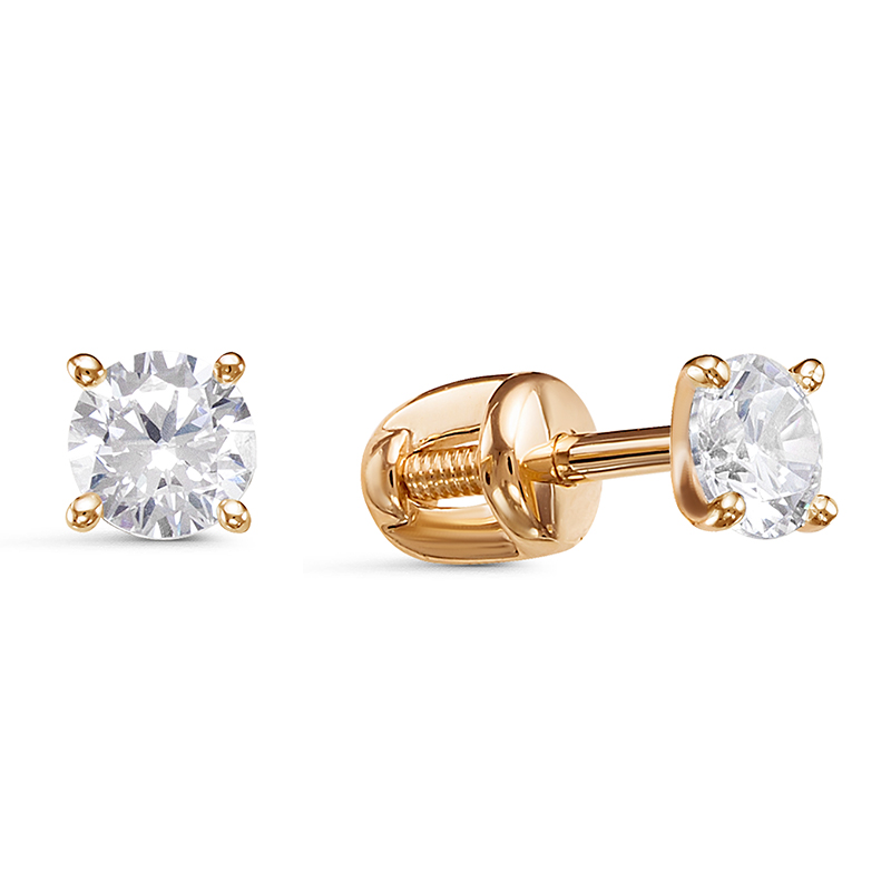 Пуссеты из золота с камнем Фианит фото, цены