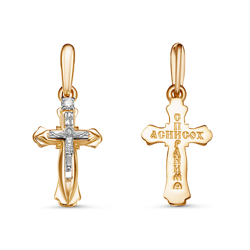 Крест из золота с камнем Бриллиант фото, цены