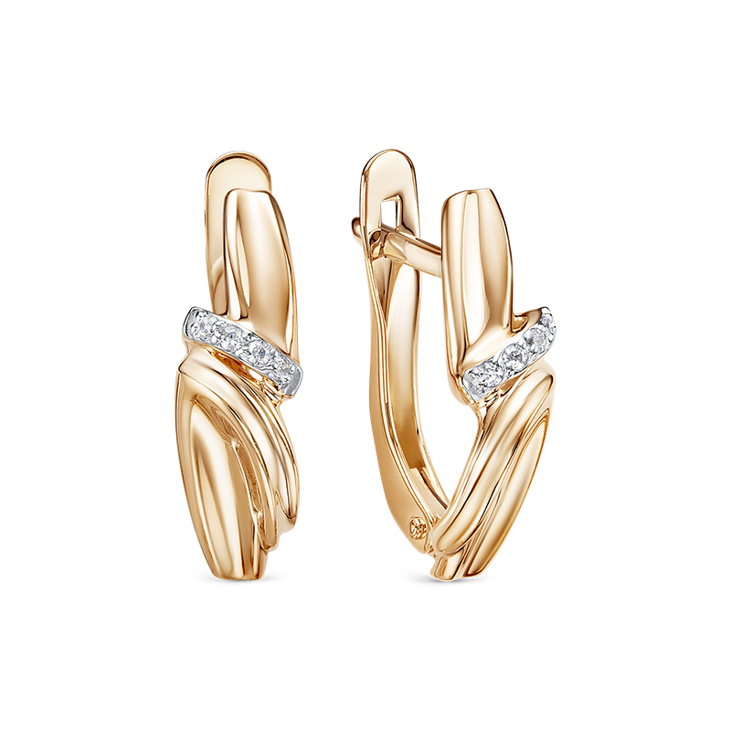 Серьги из золота с камнем Фианит фото, цены