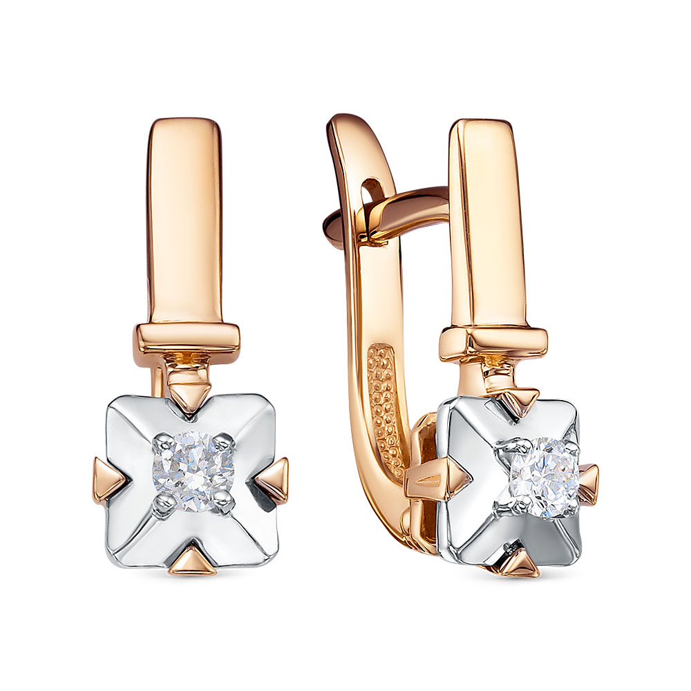 Серьги из золота с камнем Бриллиант фото, цены