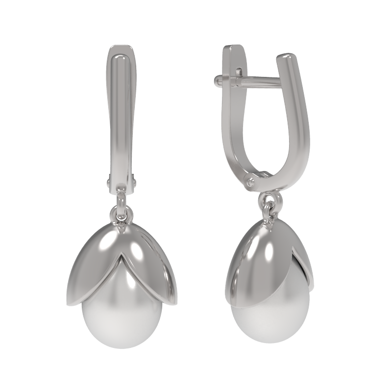 Серьги из серебра с камнем Жемчуг фото, цены