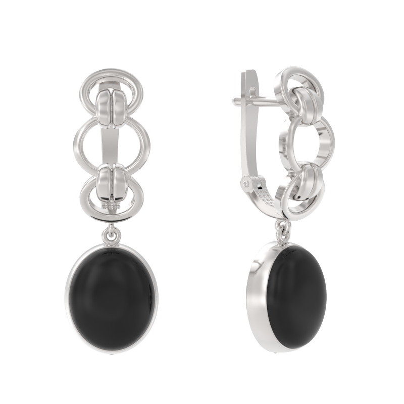 Серьги из серебра с камнем Агат фото, цены