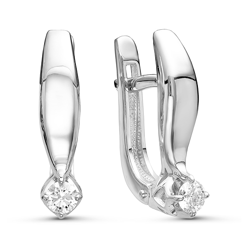 Серьги из белого золота с камнем Бриллиант фото, цены