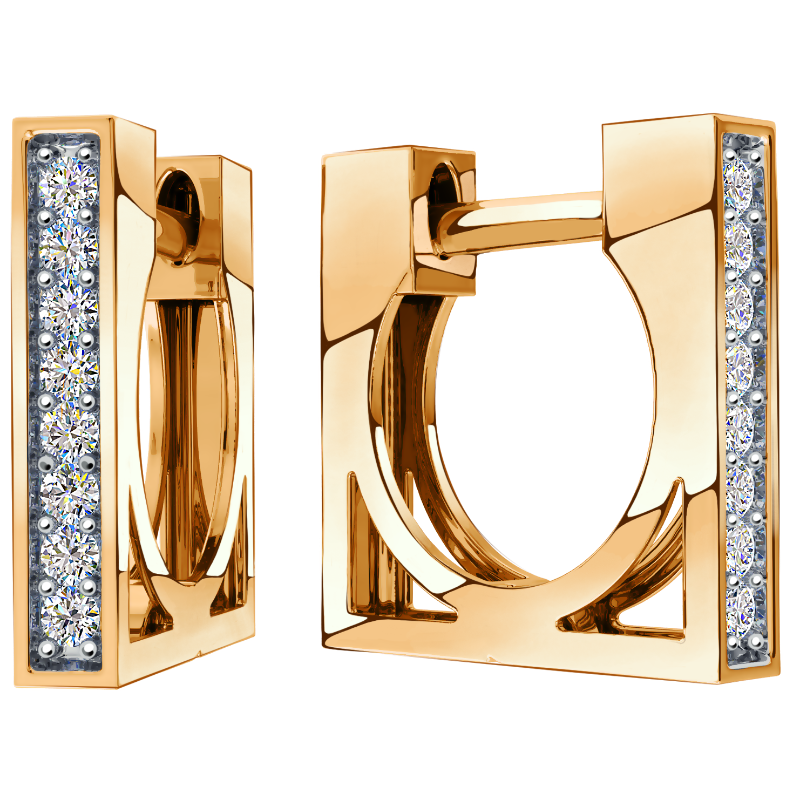 Серьги из золота с камнем Фианит фото, цены