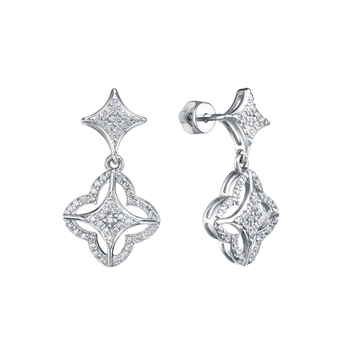 Пуссеты из серебра с камнем Фианит фото, цены