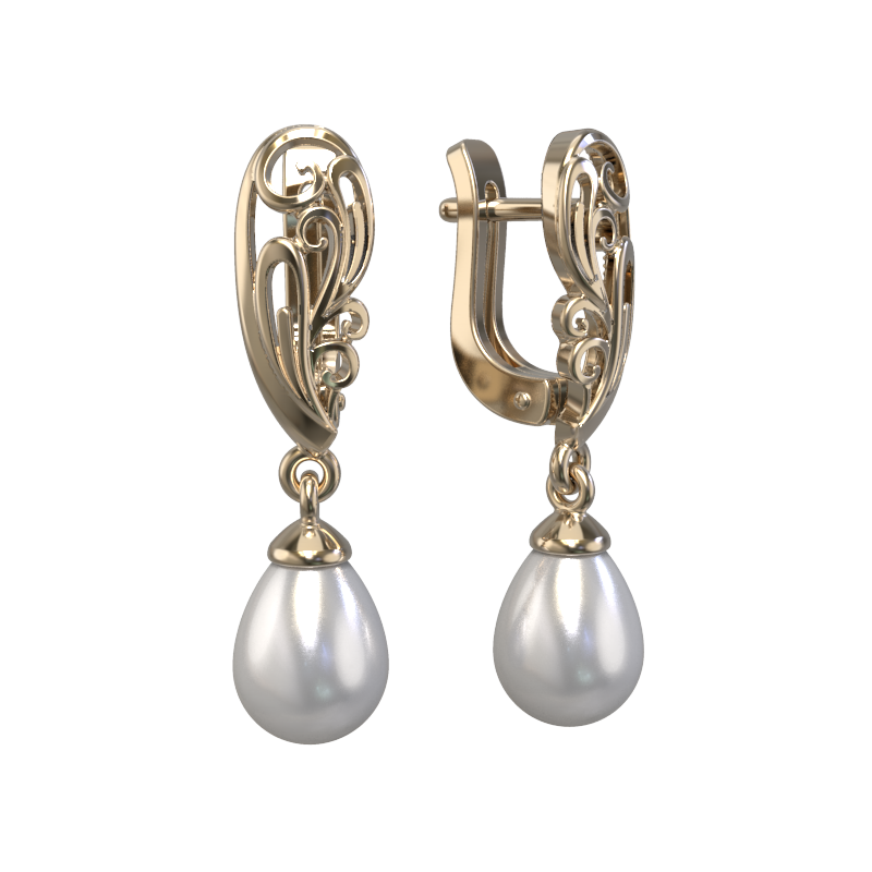 Серьги из золота с камнем Жемчуг фото, цены