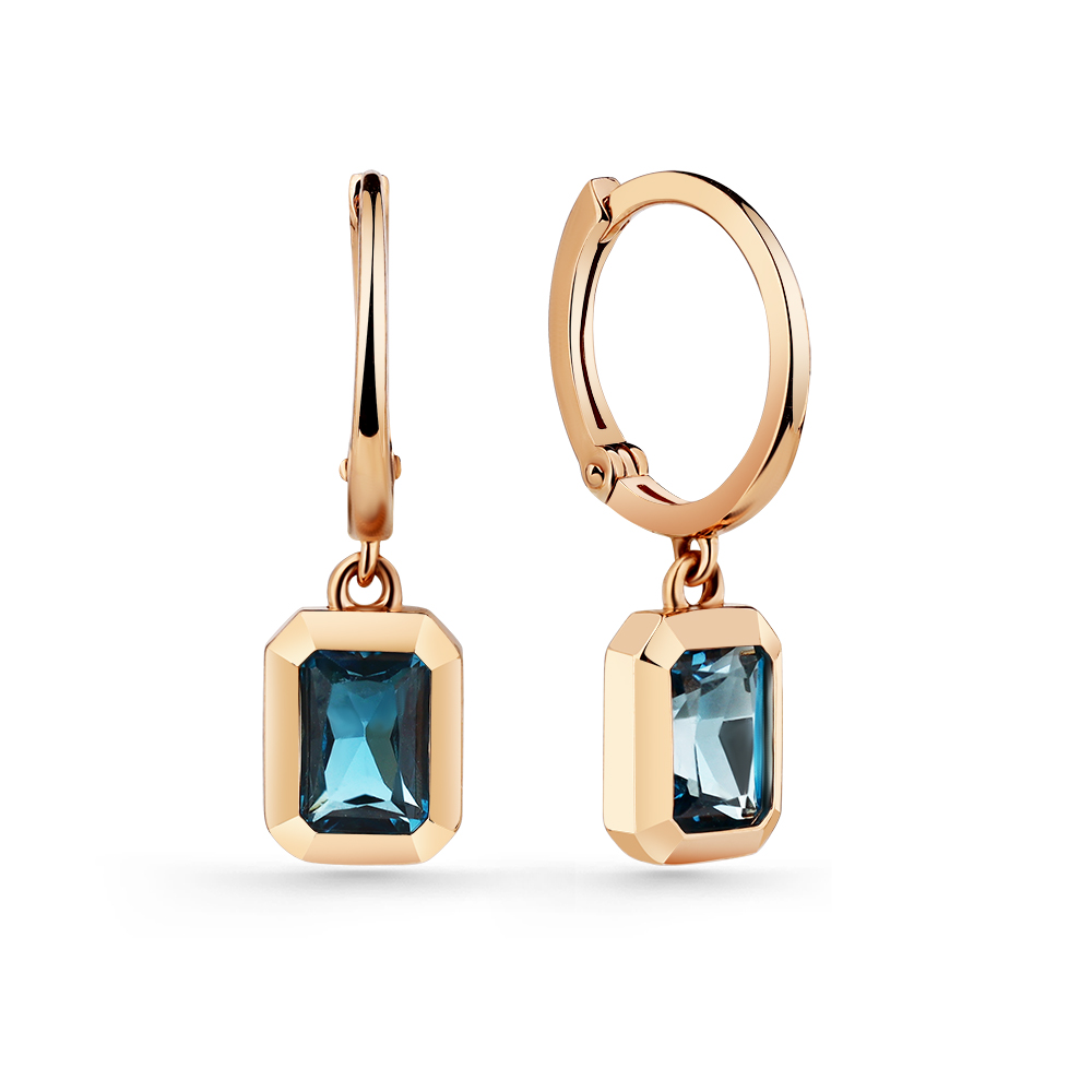 Серьги из золота с камнем Лондон топаз фото, цены