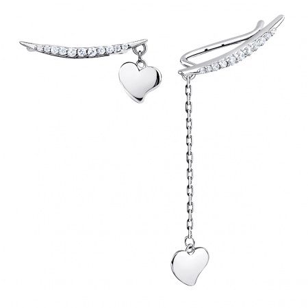 Серьги из серебра с камнем Фианит фото, цены