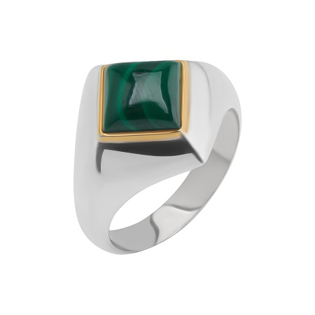 Кольцо из серебра с камнем Малахит фото, цены