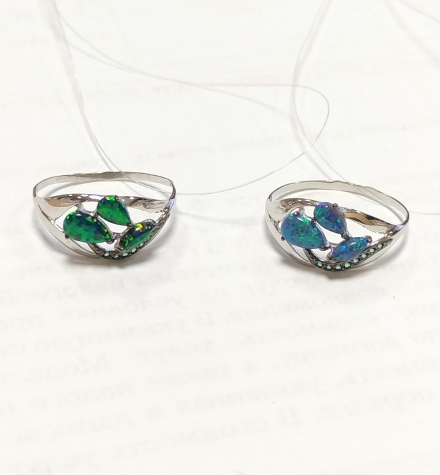 Кольцо из серебра с камнем Фианит, Опал иск. фото, цены