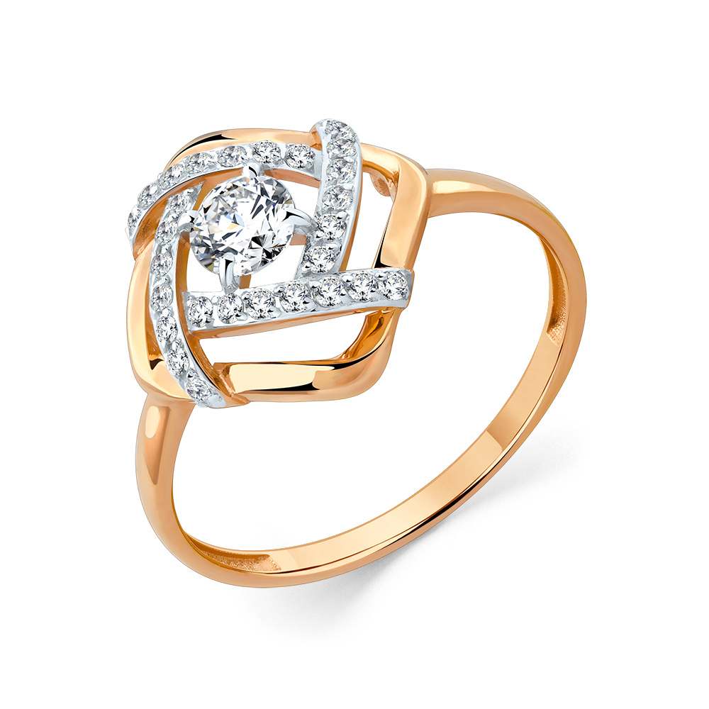 Кольцо из золота с камнем Фианит фото, цены