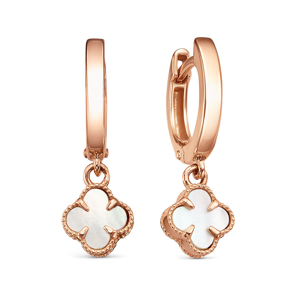 Серьги из золота с камнем Перламутр фото, цены