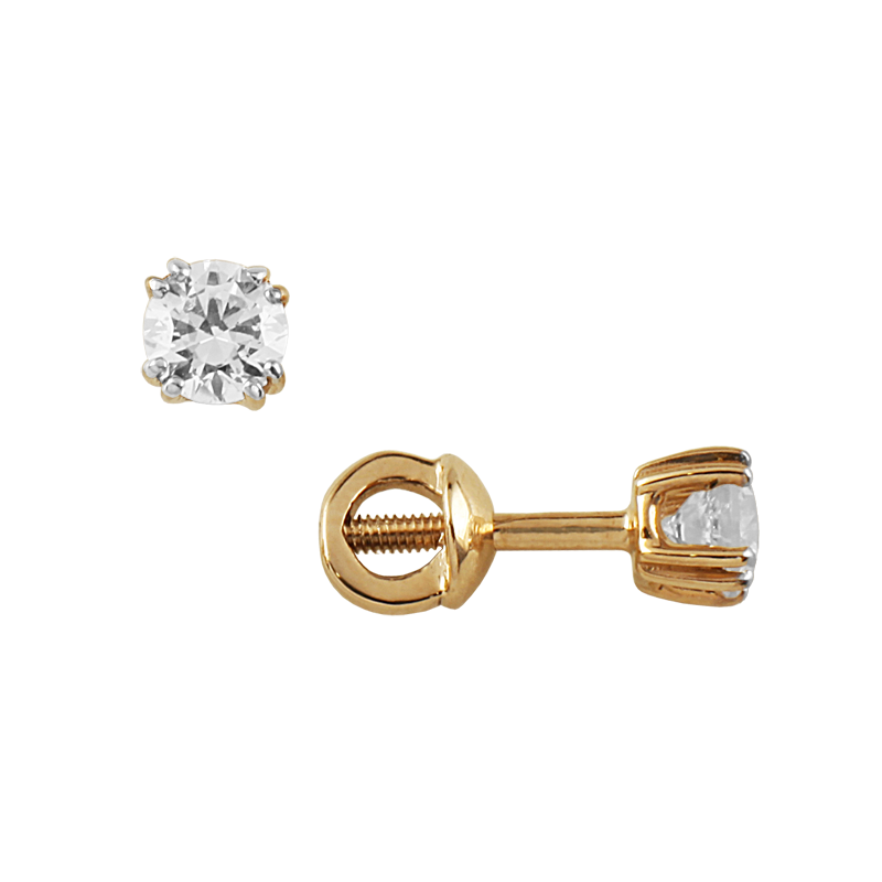 Пуссеты из золота с камнем Фианит фото, цены