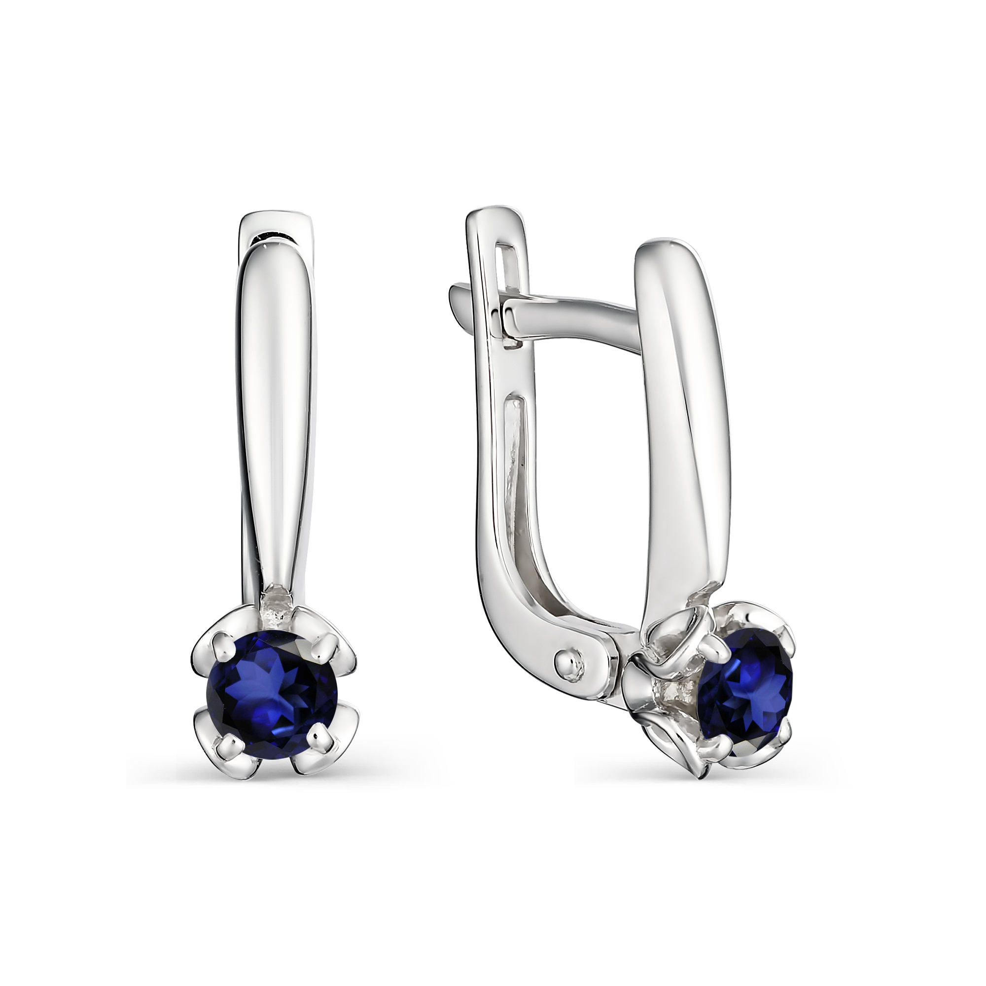 Серьги из серебра с камнем Сапфир фото, цены