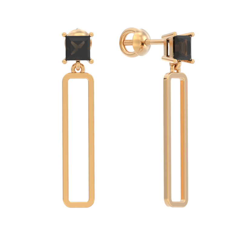 Пуссеты из золота с камнем Раухтопаз фото, цены