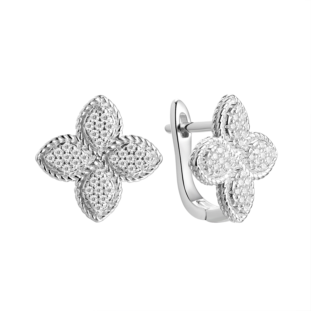 Серьги из серебра с камнем Фианит фото, цены