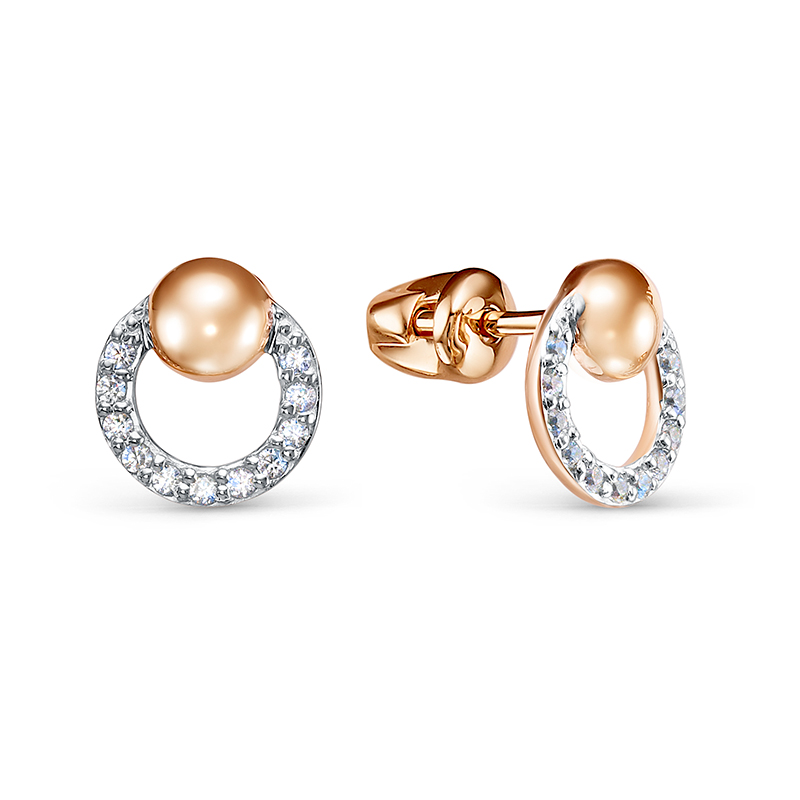 Пуссеты из золота с камнем Фианит фото, цены