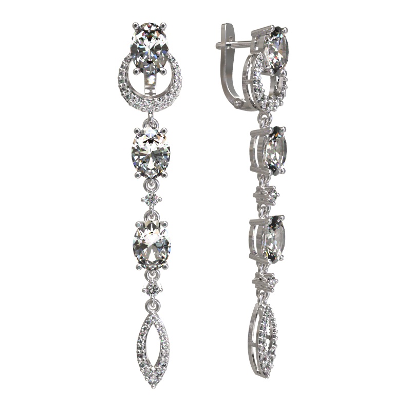 Серьги из серебра с камнем Фианит фото, цены