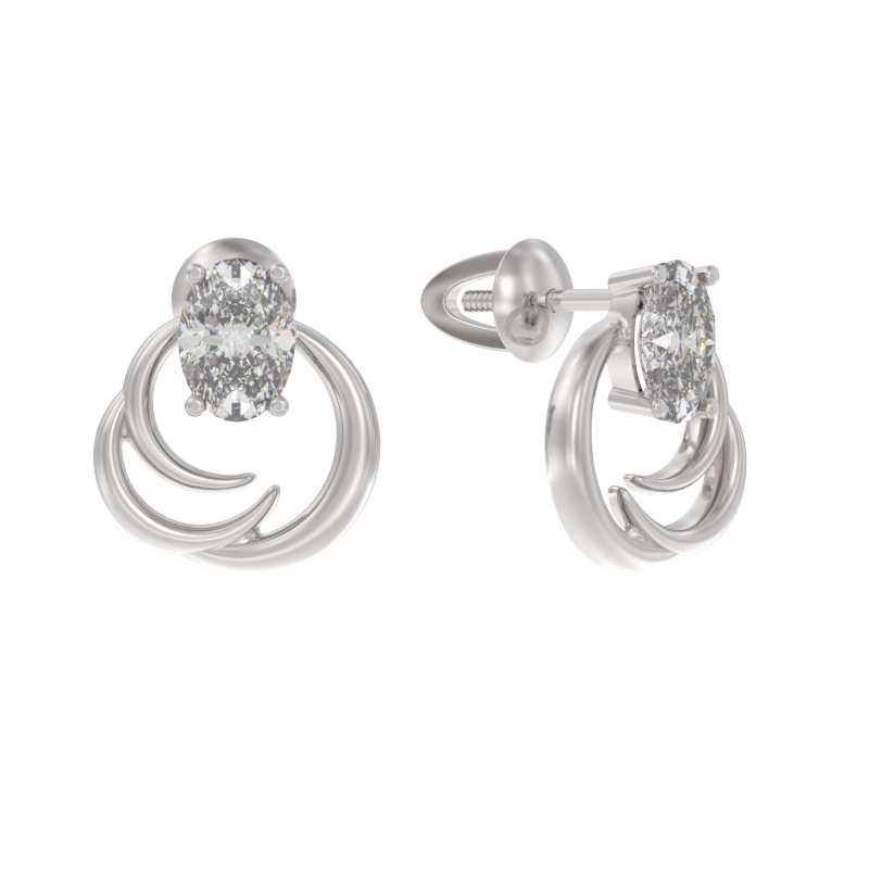 Пуссеты из серебра с камнем Фианит фото, цены