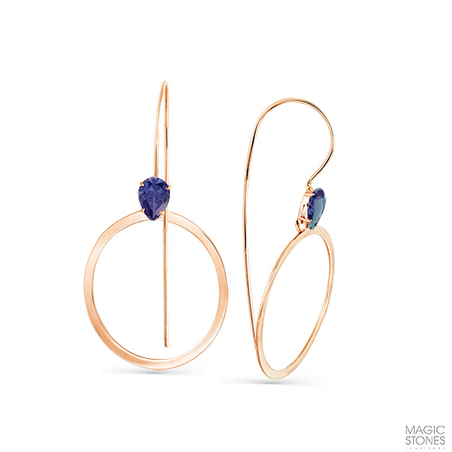 Серьги из золота с камнем Сапфир синт. фото, цены