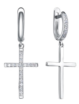 Серьги из серебра с камнем Фианит фото, цены