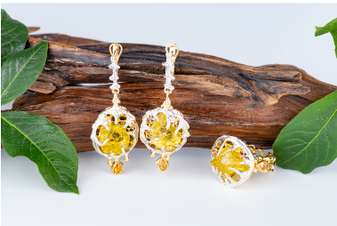 Серьги из серебра с камнем Цитрин, Бриллиант, Турмалин, Сапфир фото, цены