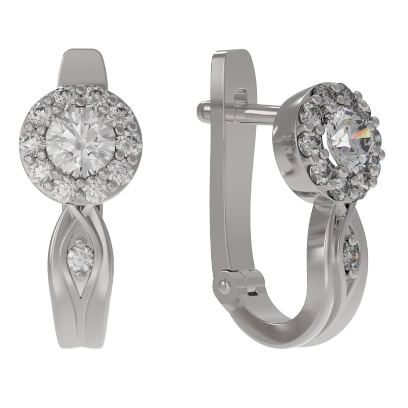 Серьги из серебра с камнем Фианит фото, цены