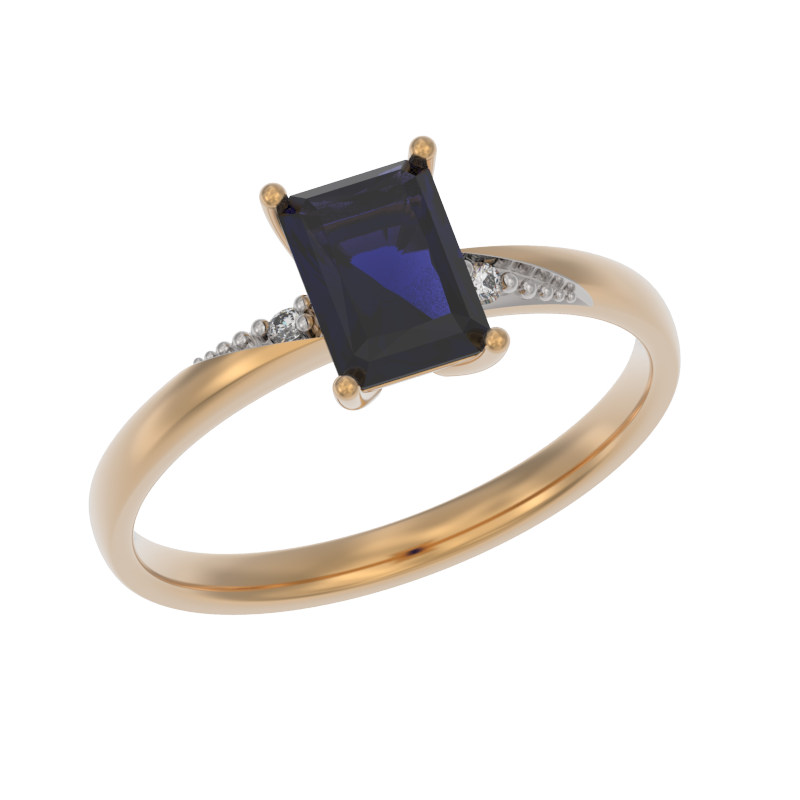 Кольцо из золота с камнем Бриллиант, Сапфир фото, цены