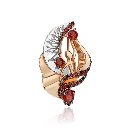 Брошь из золота с камнем Гранат фото, цены